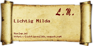 Lichtig Milda névjegykártya